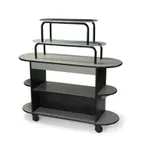 image of Lakeside 37218 Rounded Oval Dessert Cart w/ 3 Open Shelves with 2 Acrylic Overshelves