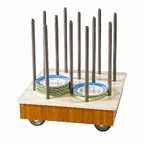 image of Lakeside 402 Stainless Steel Dish Display Dolly, 28x28, 11in Plate Capacity, 120 Tray