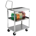 image of Lakeside 4311 Handler Stainless Steel 3 Shelf Light Duty Utility Cart w/ 15-1/2" x 24" Shelf Size
