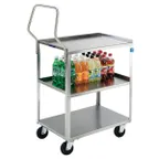 image of Lakeside 4444 Handler Stainless Steel 3-Shelf Medium Duty Utility Cart w/ 21" x 35" Shelf Size