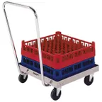 image of Lakeside 450 Stainless Steel Glass Rack Dolly, 200 lb, Silver, 20x20, Push Handle, 4 Swivel Casters