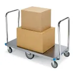 image of Lakeside 456 Stainless Steel Platform Truck, 24" x 48" Platform, 1000 lbs Capacity, Dual Handle