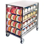 image of Lakeside 458 Aluminum Mobile Can Storage Rack w/ 72 #10 Cans Capacity and Stainless Steel Top
