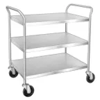 image of Lakeside 499 Stainless Steel 3-Shelf Chrome Plated Utility Cart - 36" x 23" x 37"