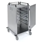 image of Lakeside 5510 Stainless Steel 6 Tray Enclosed Meal Delivery Cart w/ 1 Door, 1 Compartment