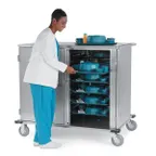 image of Lakeside 5632 Low Profile 32 Tray Elite Series Enclosed Meal Delivery Cart w/ 2 Compartments