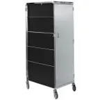 image of Lakeside 650 Stainless Steel 16 Tray Compact 1 Door Meal Delivery Cart w/ Vinyl Laminate Panels