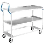 image of Lakeside 6830 53" 2 Shelves Stainless Steel Ergo-One® Utility Cart w/ 21" x 49" Shelf Size
