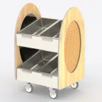 image of Lakeside 68322 2-Shelf Merchandising Cart w/ Stainless Steel Adapter Bars - 27-3/4" x 24-1/4" x 44-1/2"