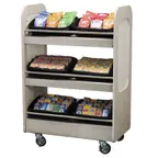 image of Lakeside 688 3-Shelf Merchandising Cart w/ Stainless Steel Adapter Bars - 41" x 23-3/4" x 59-1/2"