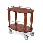 image of Lakeside 70010 Serving Cart w/ Oval Top and Shelf, Bordeaux Veneer Finish
