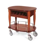 image of Lakeside 70036 Serving Cart w/ Oval Top and Shelf, 1 Cutlery Compartment
