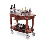 image of Lakeside 70038 Wine Cart w/ Oval Top and Shelf, 4 Bottle Cut-Outs, 4 Acrylic Wine Coolers