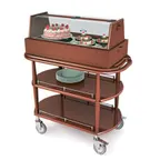image of Lakeside 70355 Dessert Cart w/ Square Top and 2 Oval Shelf, 1 Cooling Well, Spice Veneer Finish
