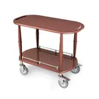image of Lakeside 70453 Serving Cart w/ Oval Top and Shelf, Handle Cut-Outs, Spice Veneer Finish
