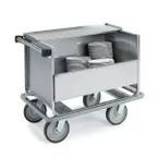 image of Lakeside 705 Store 'N' Carry 1-Shelf Stainless Steel Dish Dolly, 30-39" Height, Silver, 66-100 Plate Capacity