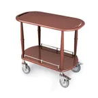 image of Lakeside 70524 Serving Cart w/ Oval Top and Shelf, Handle Cut-Outs, Spice Veneer Finish