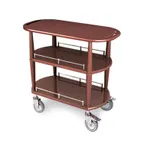 image of Lakeside 70531 Serving Cart w/ Oval Top and 2 Shelf, Handle Cut-Outs, Spice Veneer Finish