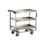 image of Lakeside 730 38" Heavy Duty Guard Rail 3-Shelf Utility Cart w/ 9-3/8" Shelf Clearance