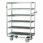 image of Lakeside 748 Stainless Steel 6-Shelf Utility Cart w/ 3 Edges Down and 1 Down