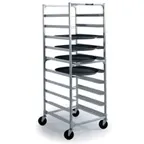 image of Lakeside 8582 9 Tray Capacity Full Height Aluminum Oval Tray Cart w/ 6" Bottom Load Slides