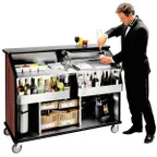 image of Lakeside 889 62" Portable Bar with Laminate Finish, Removable (2) 7-Bottle Speed Rail, and 70 lb. Ice Bin