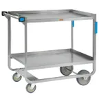 image of Lakeside 958 Tough Transport Stainless Steel 2-Shelf Utility Cart - 55" x 22-3/4" x 37"