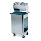 image of Lakeside 986 Stainless Steel Enclosed Mobile Tray Dispenser Cabinet w/ Flatware Rack