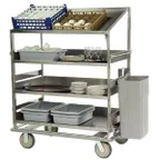 image of Lakeside B591 Stainless Steel Soiled Dish Breakdown Cart w/ 3 Flat Shelves, 1 Angled Shelf