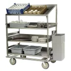 image of Lakeside B597 Soiled Dish Breakdown Cart w/ 1 Flat Shelf, 3 Angled Shelves