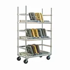 image of Lakeside PBTDR84 Heavy Duty Aluminum Tray Drying Rack with 84 Tray Capacity and 3 Tiers