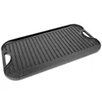 image of Lodge LPGI3 Pro‑Grid Cast Iron Grill/Griddle, 20" x 10‑1/2" 2‑Burner, Reversible, Safe, Made in USA