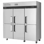 image of Turbo Air M3F72-6-N 77.75" 3-Section Reach-In Freezer, 6 Half Hinged Solid Doors, Top Mounted, 65.6 cu. ft., Stainless Steel