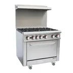 image of Magic Chef M36GR 36" Natural Gas Restaurant Range w/ (6) Open Burners, Standard Oven, 211.000 BTU