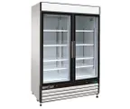 image of Maxx Cold MXM2-48RHC 54" 2-Section Glass Door Merchandiser Refrigerator in White, 48 cu. ft.