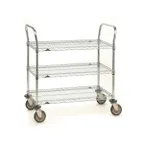image of Metro 3SPN56DC Super Erecta SP Chrome Utility Cart w/ 3 Wire Shelf - 24" x 60" x 39"