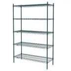 image of Metro 5A317K3 Super Adjustable Super Erecta 5-Shelf Wire Shelving Starter Unit, Metroseal Green Epoxy - 24" x 18" x 74"