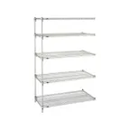 image of Metro 5AA427C Super Erecta® Adjustable 5-Shelf Chrome Wire Shelving Add On Unit - 30" x 21" x 74"