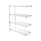 image of Metro Super Adjustable Super Erecta AA356C 4-Shelf Wire Shelving Add-On Unit, Chrome - 18" x 48" x 63"