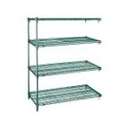 image of Metro Super Adjustable Super Erecta AA556K3 4-Shelf Wire Shelving Add-On Unit, Metroseal Green Epoxy - 24" x 48" x 63"