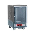image of Metro C535-HLFC-4-GY "Half Height" 1-Door Clear Heated Holding Cabinet, 8x18"x26" or 16x12"x20" Pans, 1440W, Aluminum, Mobile