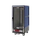 image of Metro C537-HLFC-L-BU "3/4 Height" 1-Door Heated Holding Cabinet, Clear Polycarbonate Door, 27 pans (18"x26"), Aluminum Finish, Mobile, 1440W