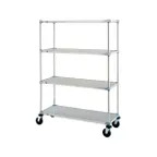 image of Metro F566EG Super Erecta® Galvanized 4-Shelf Solid Shelving Stem Caster Cart - 24" x 60" x 68"
