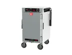 image of Metro HBCN8-ASPC-M "Narrow" 8-Pan Heated Holding Cabinet, Mobile Pass-Thru, Analog Control, Solid Front & Clear Rear Door, 120V 875W
