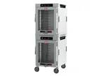 image of Metro HBCW16-DC-M 2-Compartment Heated Holding Cabinet, 16-Pan Capacity, Clear Door, Aluminum Finish, 61"-66" Height, 2 x 875W