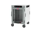 image of Metro HBCW8-DC-M "Half Height" 1-Door Clear Heated Holding Cabinet, 8 Pan, Mobile, Aluminum, 875W