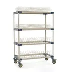 image of Metro MAX4-PR48VX3 MetroMax 4 Mobile Drying Rack with 2 Drop-Ins, 1Tray Rack and 1 Bulk Shelf, 26" x 50" x 68"