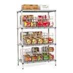 image of Metro MQCR243674 Max Q Plastic 4-Shelf Can Rack w/ 96 #10 Cans Capacity and 74" Posts