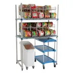 image of Metro MQCR244874-RU Max Q Plastic Roll Under Can Rack w/ 80 #10 Cans Capacity and 74" Posts