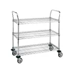 image of Metro MW702 Super Erecta MW Standard Duty Utility Cart w/ 3 Wire Shelves - 18" x 24" x 38"